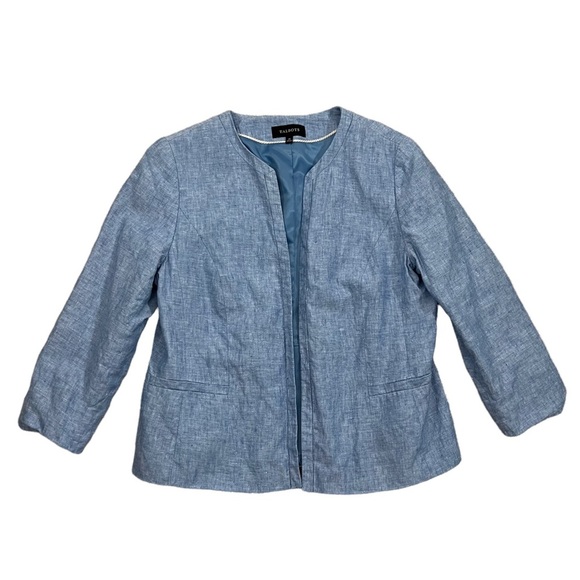 Talbots Jackets & Blazers - Talbots Blue Linen Blazer Open Front Jacket Costal Grandma Style Size 14